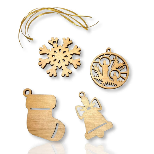 Christbaumschmuck aus Zirbenholz Weihnachtsbaum 4er Set 2