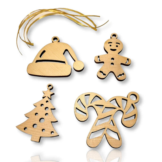 Christbaumschmuck aus Zirbenholz Weihnachtsbaum 4er Set 3