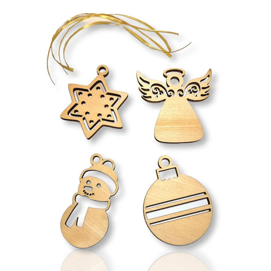 Christbaumschmuck aus Zirbenholz Weihnachtsbaum 4er Set 1