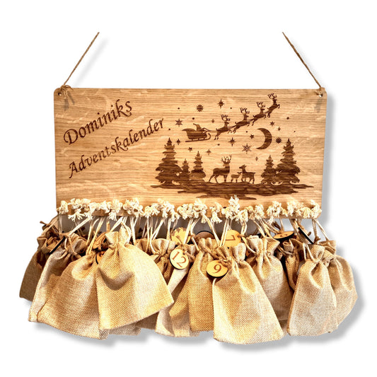 Personalisierter Adventskalender mit Namen | Weihnachtskalender | Advent | Adventskalender für Kinder | Jutesäckchen