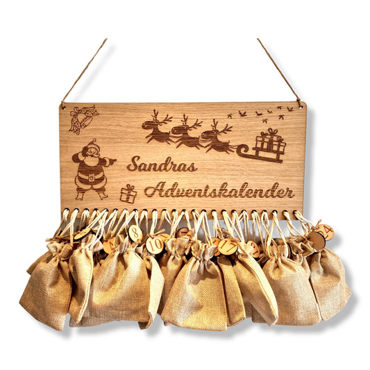 Personalisierter Adventskalender mit Namen | Weihnachtskalender | Advent | Adventskalender für Kinder | Jutesäckchen