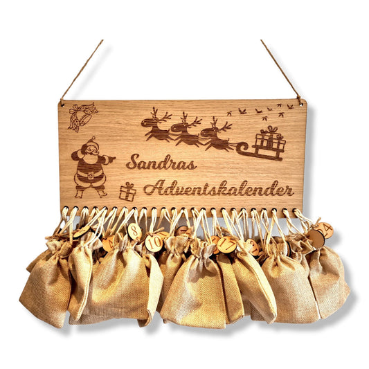 Personalisierter Adventskalender mit Namen | Weihnachtskalender | Advent | Adventskalender für Kinder | Jutesäckchen