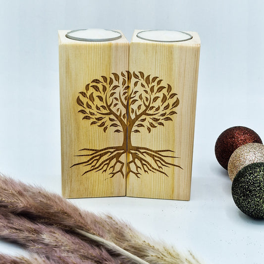 Zirbendeko Zirbensäulen Teelichthalter Kerzenhalter aus Holz Lebensbaum
