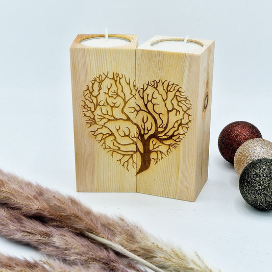 Zirbendeko Zirbensäulen Teelichthalter Kerzenhalter aus Holz Lebensbaum