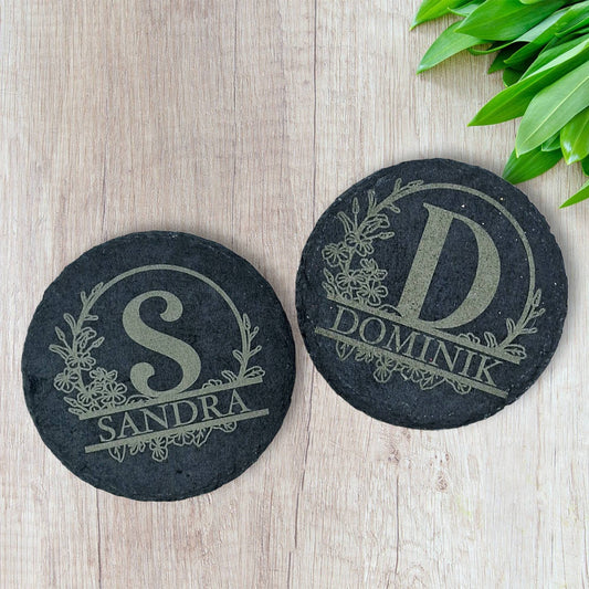 Schiefer untersetzer, personalisiertes Getränk Tee Kaffee Gin Bier Wein Whisky Laser graviert Geschenk, Hochzeit, Geburtstag, Weihnachten