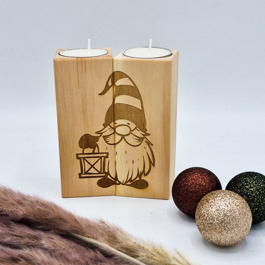 Zirbendeko Zirbensäulen Teelichthalter Kerzenhalter aus Holz Wichtel