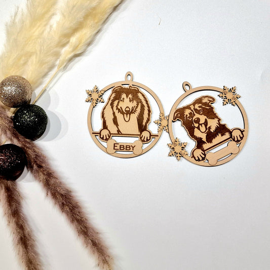 Personalisierte Geschenkanhänger Weihnachtskugel Hunderassen mit Namen