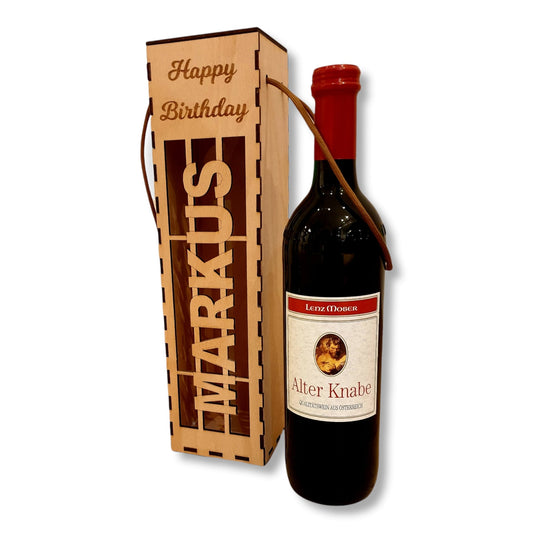 Weinbox mit Name Geschenkverpackung für Weinliebhaber personalisiert