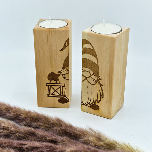 Zirbendeko Zirbensäulen Teelichthalter Kerzenhalter aus Holz Wichtel