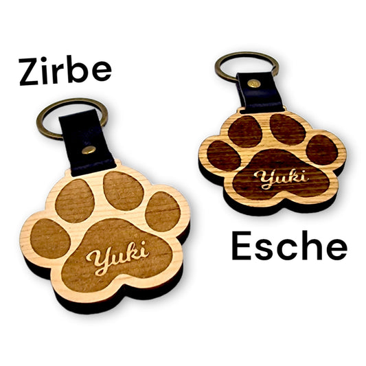 Personalisierte handgemachte Hundepfote aus Holz Schlüsselanhänger - Geschenk für Hundeliebhaber